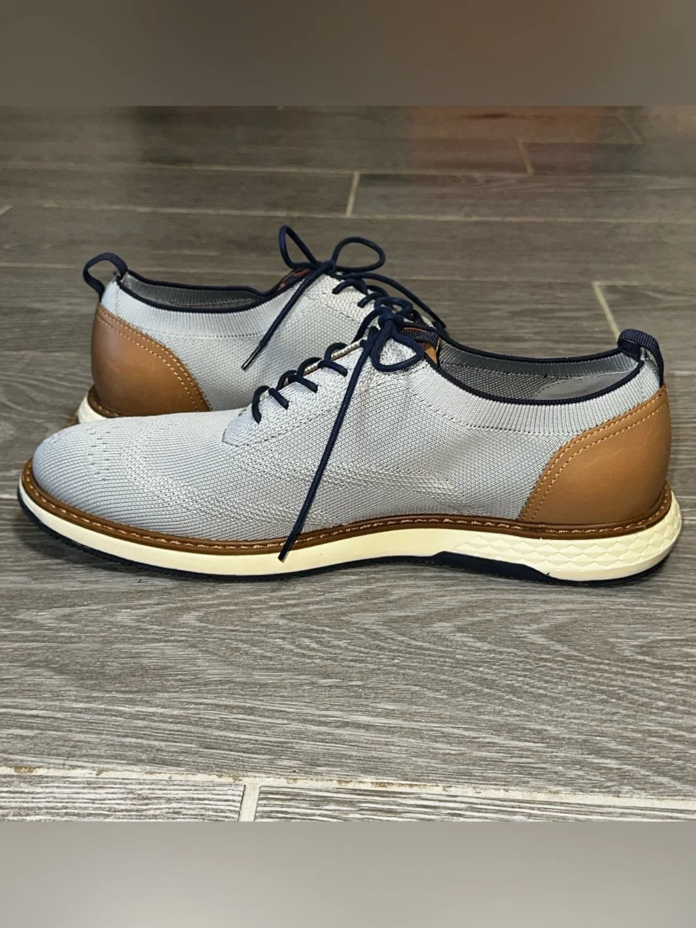 Vince Camuto Staan Lace-Up Men’s 9.5 Oxford Shoes Gray Knit Fashion Sneakers